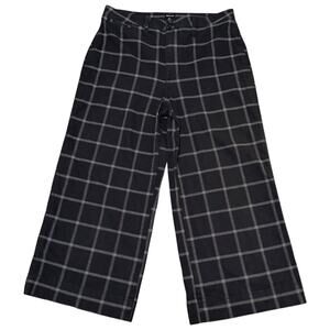 Madewell Emmett Wide Leg Crop Pants Windowpane Grid Black & White Size 32